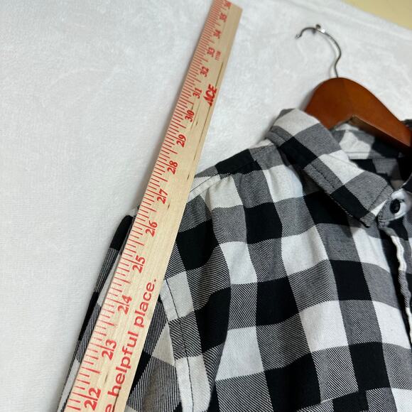 XXX Rude Mens Medium Buffalo Check Button Down Shirt Emo Scene Grunge Punk Retro - Picture 15 of 16